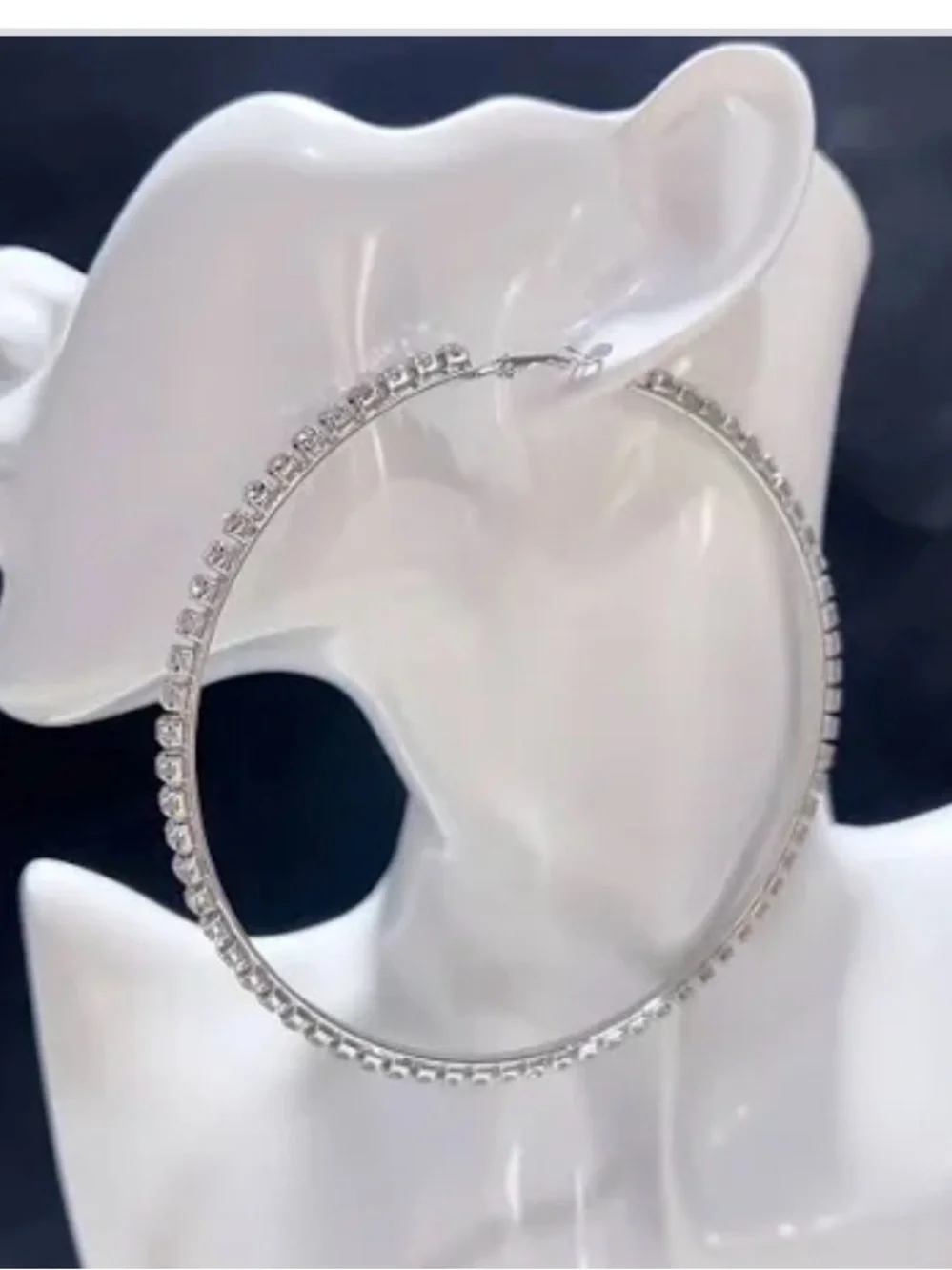 Rhinestone crystal Pave’ Hoop Earrings Brand New in bag w Top latch closure
